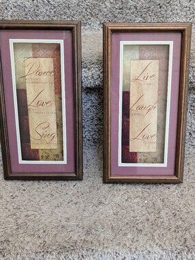 Poetic Life Affirming Framed Inspirational Wall Art Set (2)